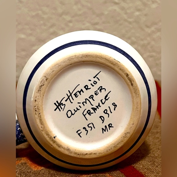 Vintage Henriot Quimper France Hand Painted Small Creamer Syrup Pitcher 4.5” - Picture 6 of 7